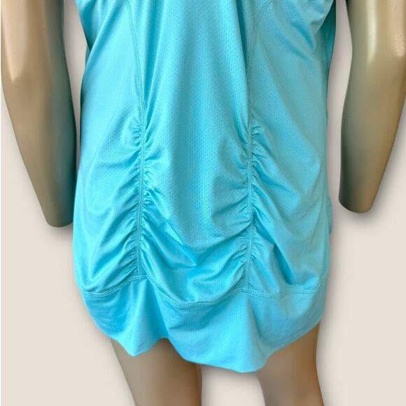 Zella Athletic Racerback Ruched Back Tank Top Gym Activewear Size L Long Blue - Picture 12 of 16
